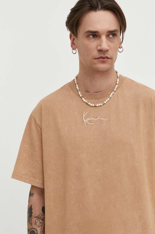 Karl Kani t-shirt in cotone rilassato beige 6069090
