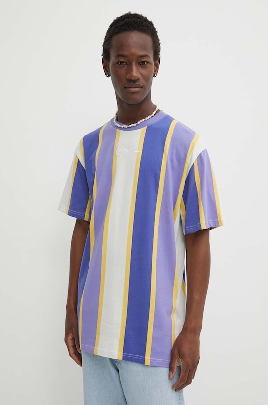 Karl Kani t-shirt bawełniany wzorzyste fioletowy 6069095
