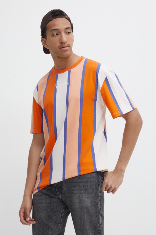 Karl Kani t-shirt bawełniany wzorzyste pomarańczowy 6069096