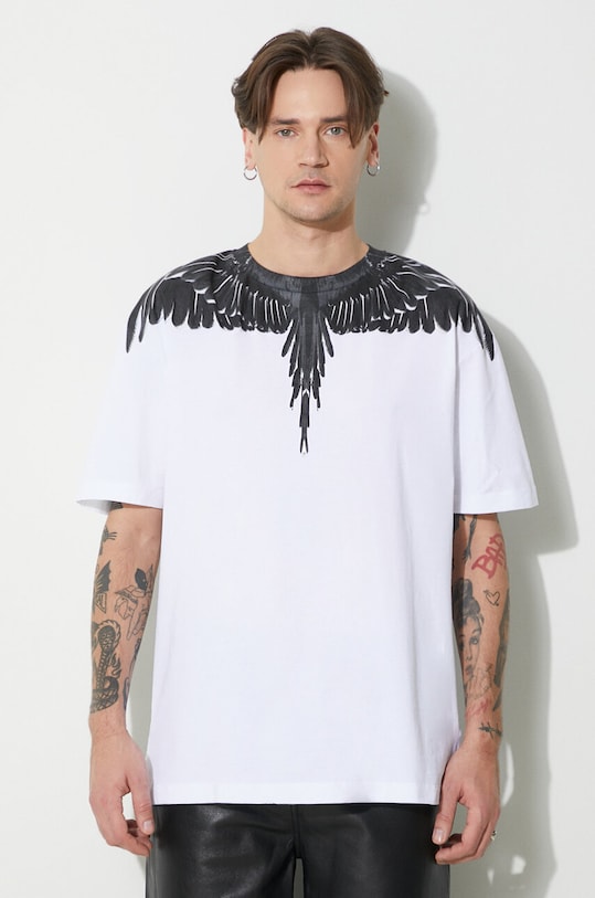 Bavlněné tričko Marcelo Burlon Icon Wings Basic potisk bílá CMAA056C99JER0010110