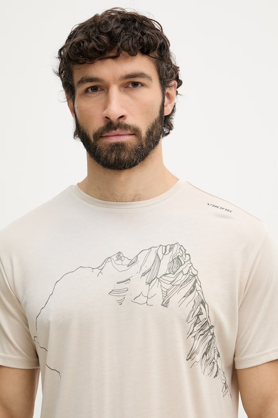 Viking sportovní tričko pánské s viskózou Morain béžová 500.26.7112