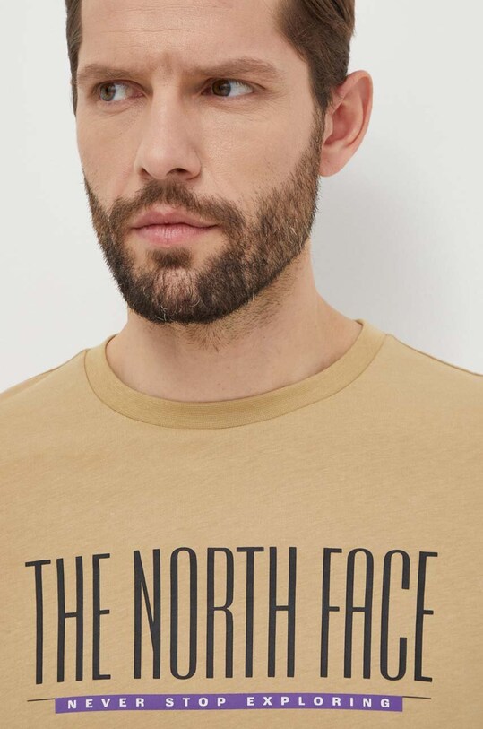 The North Face tricou din bumbac bej NF0A87E7LK51