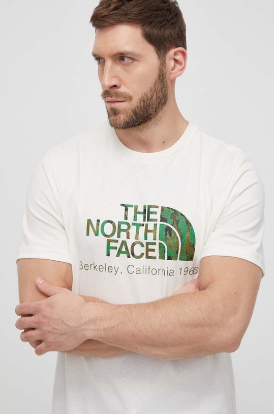 The North Face t-shirt bawełniany nadruk beżowy NF0A87U5Y1O1