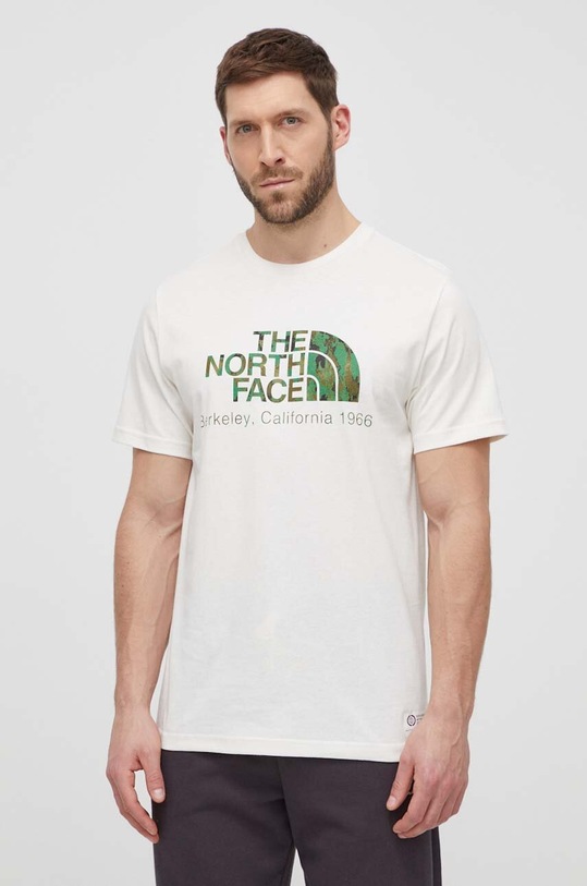 The North Face t-shirt bawełniany beżowy NF0A87U5Y1O1