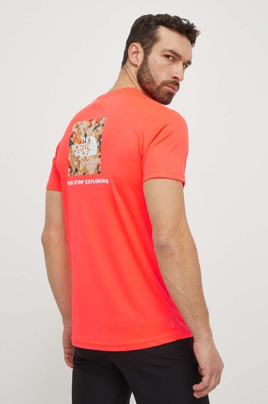 The North Face tricou sport Reaxion print rosu NF0A4CDWQI41