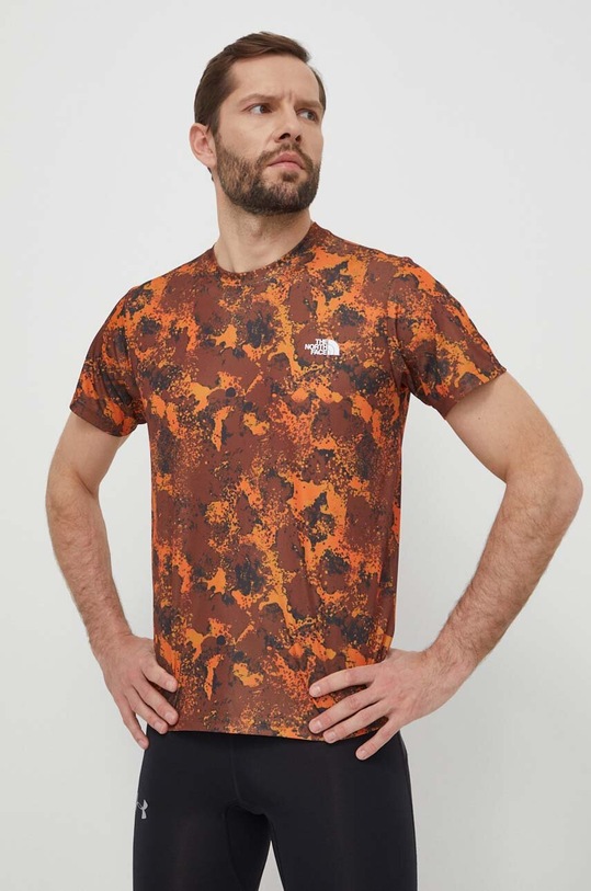 The North Face t-shirt sportowy Reaxion Amp Crew regular brązowy NF0A8874WKO1