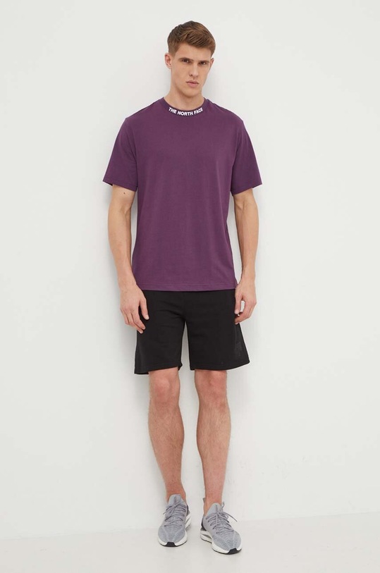 Βαμβακερό μπλουζάκι The North Face NF0A87DDV6V1 μωβ SS24