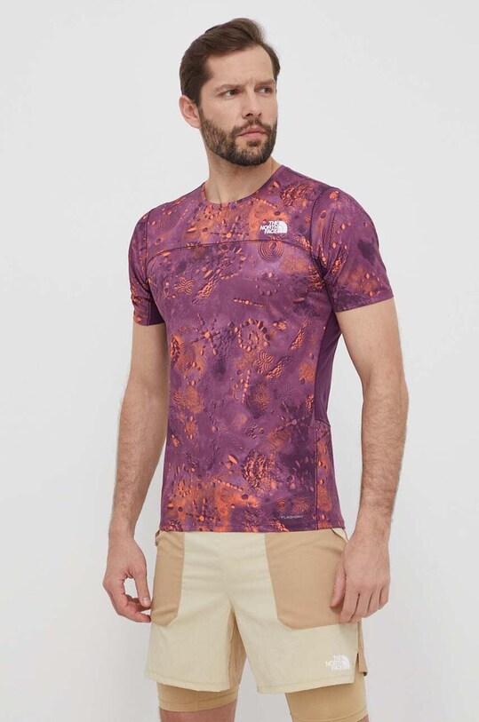 The North Face t-shirt sportowy Sunriser regular fioletowy NF0A84KNSI41