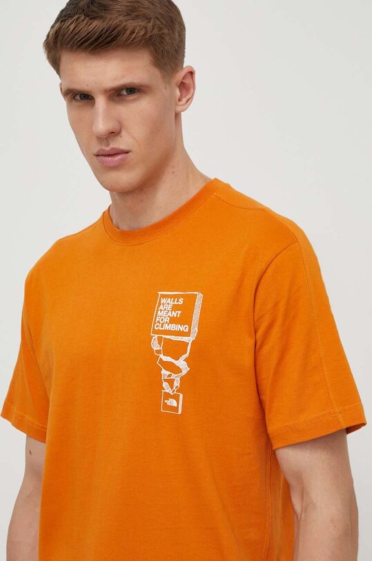 The North Face tricou din bumbac portocaliu NF0A87FFPCO1