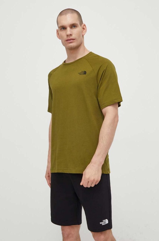 The North Face t-shirt bawełniany NF0A87NUPIB1 zielony SS24
