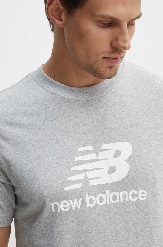 Bavlnené tričko New Balance Essentials Cotton sivá MT41502AG