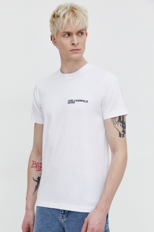 Karl Lagerfeld Jeans t-shirt bawełniany regular biały 241D1700