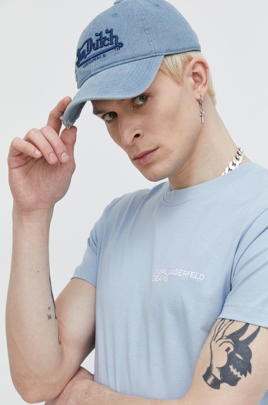 Karl Lagerfeld Jeans t-shirt bawełniany niebieski 241D1700