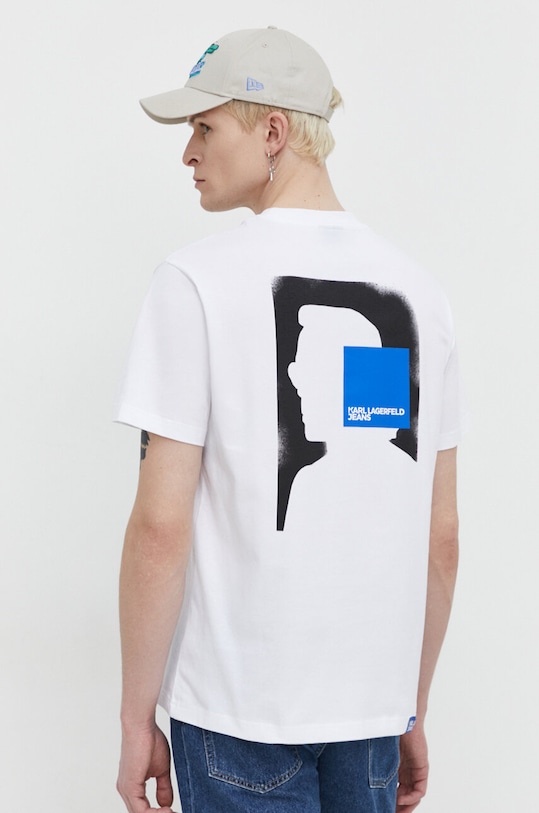 Karl Lagerfeld Jeans pamut póló pamut fehér 241D1702