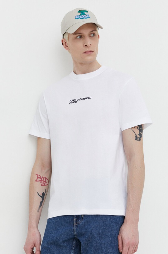 Ruházat Karl Lagerfeld Jeans pamut póló 241D1702 fehér