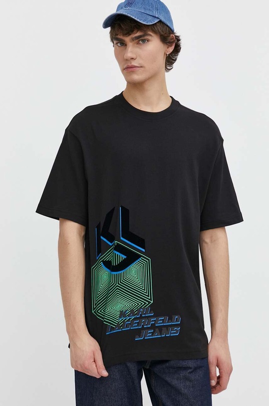 Karl Lagerfeld Jeans t-shirt bawełniany nadruk czarny 241D1704