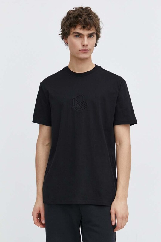 Хлопковая футболка Karl Lagerfeld Jeans чёрный 241D1705