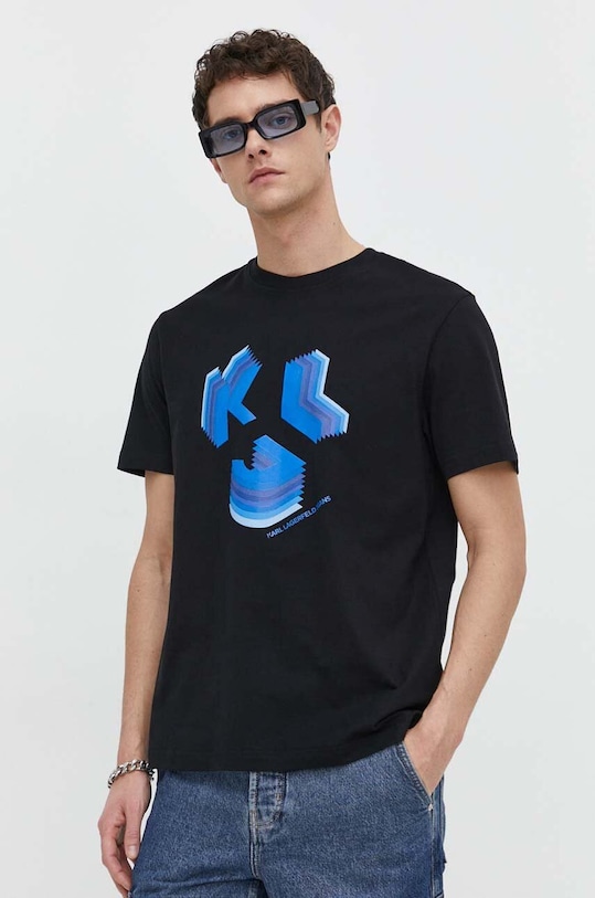 Karl Lagerfeld Jeans t-shirt bawełniany nadruk czarny 241D1708