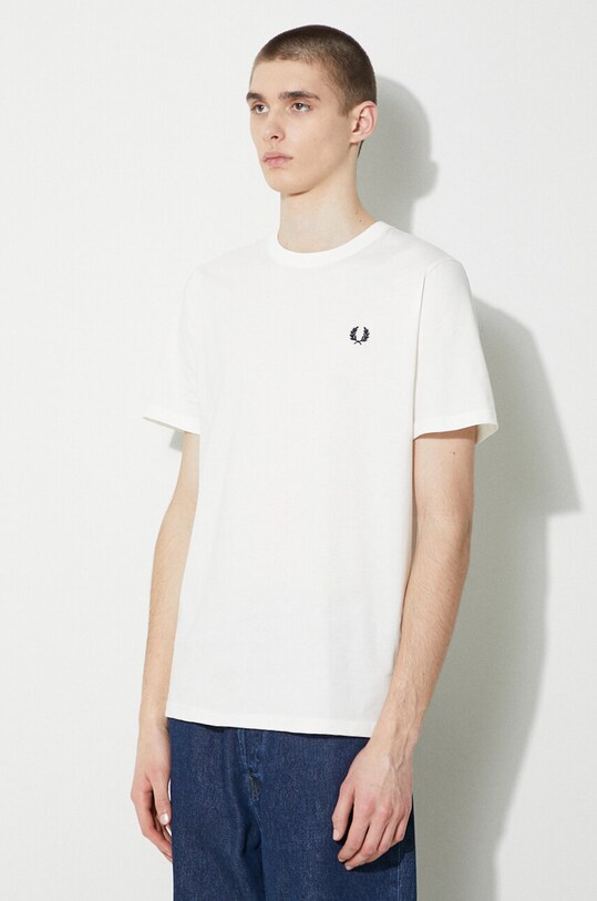 Бавовняна футболка Fred Perry Crew Neck T-Shirt білий M1600.129