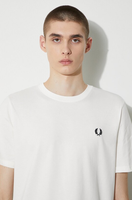 Bavlnené tričko Fred Perry Crew Neck T-Shirt M1600.129 biela