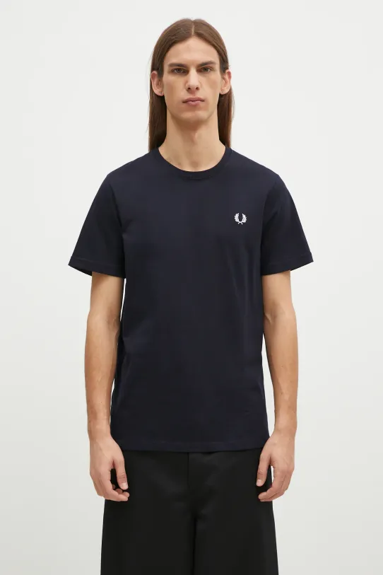 Βαμβακερό μπλουζάκι Fred Perry Crew Neck T-Shirt κανονικό σκούρο μπλε M1600.608