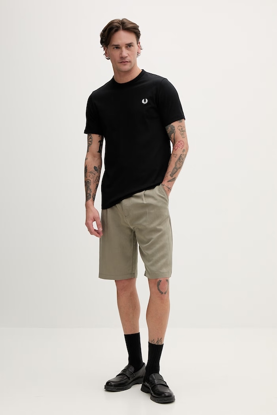 Bavlněné tričko Fred Perry Ringer T-Shirt M3519.102 černá SS26