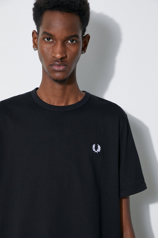 Βαμβακερό μπλουζάκι Fred Perry Ringer T-Shirt M3519.102 μαύρο