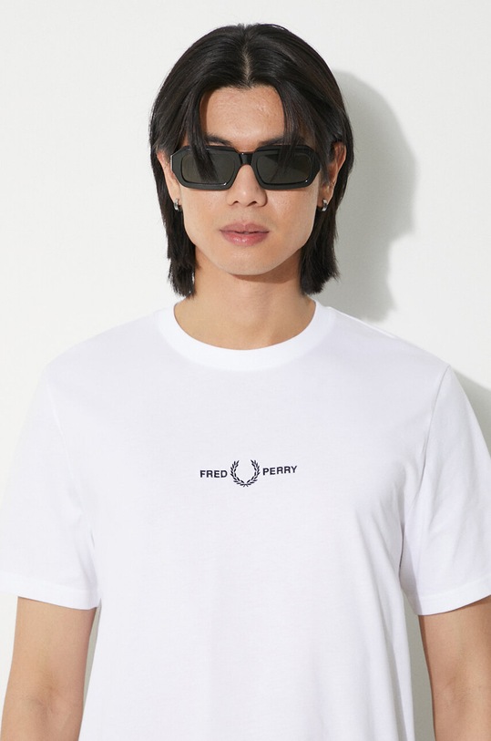 Pamučna majica Fred Perry regular bijela M4580.100