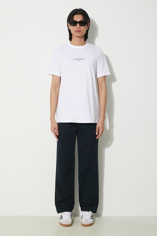 Pamučna majica Fred Perry M4580.100 bijela SS24