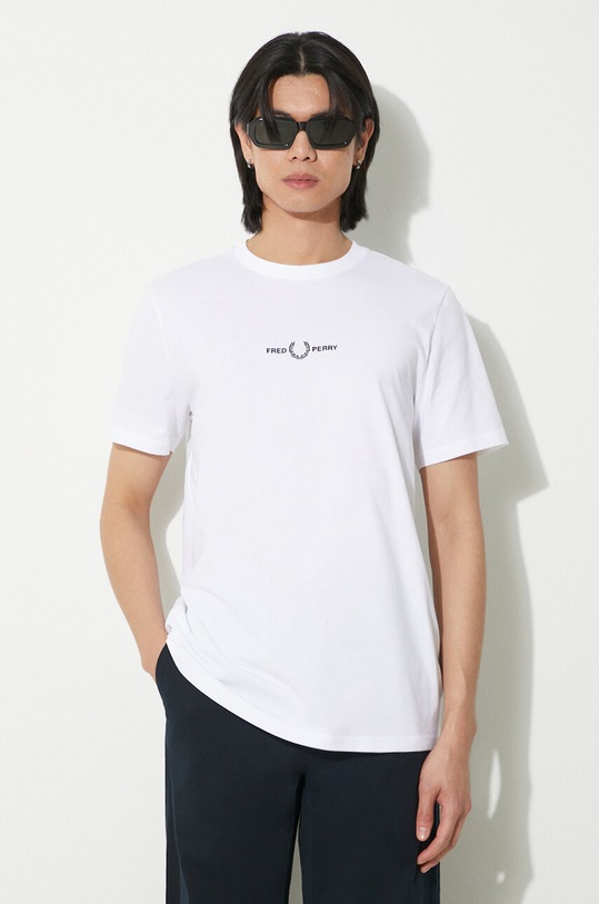 Pamučna majica Fred Perry M4580.100 bijela