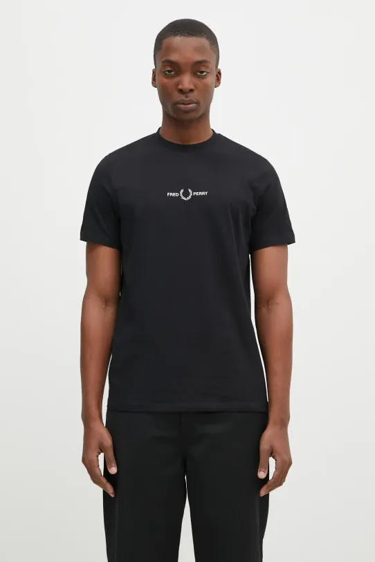 Fred Perry t-shirt in cotone Embroidered T-Shirt regolare nero M4580.102