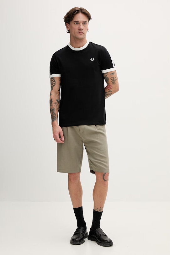 Fred Perry t-shirt bawełniany Taped Ringer M4620.102 czarny SS26