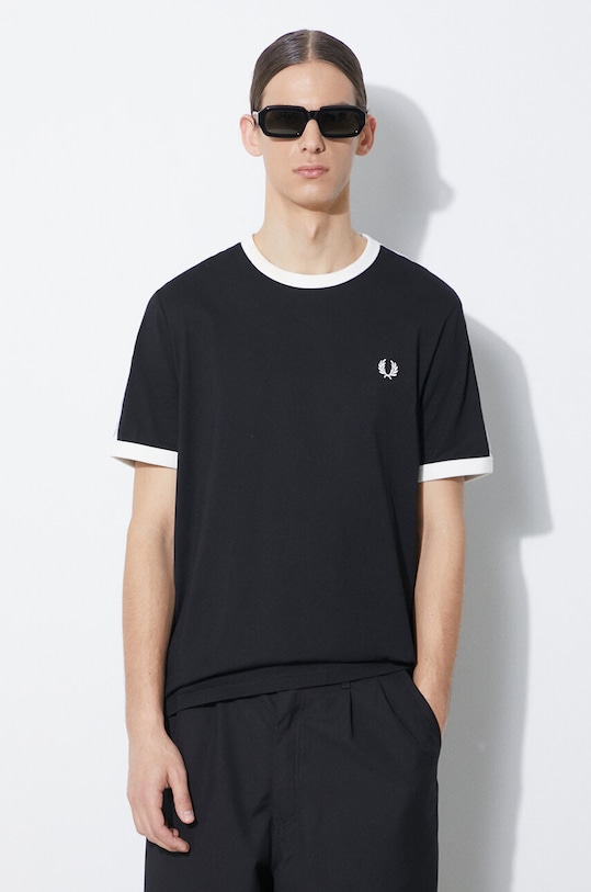 Fred Perry t-shirt bawełniany Taped Ringer czarny M4620.102
