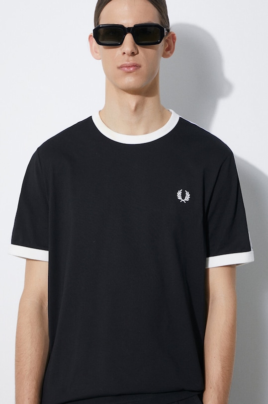 Fred Perry t-shirt bawełniany Taped Ringer M4620.102 czarny