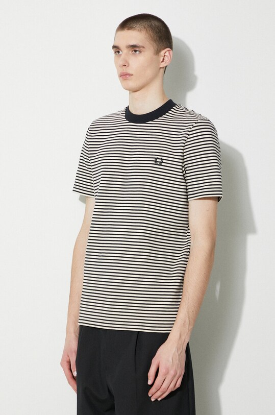 Fred Perry cotton t-shirt Fine Stripe Heavy Weight Tee M6581.V54 beige