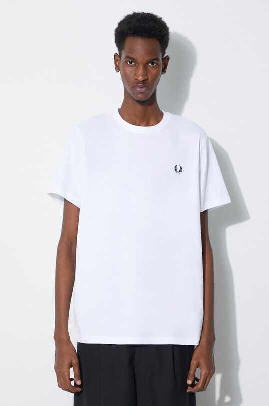 Fred Perry cotton t-shirt Rear Powder Laurel Graphic Tee white M7784.100