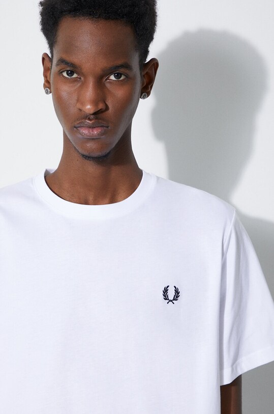 Fred Perry cotton t-shirt Rear Powder Laurel Graphic Tee M7784.100 white