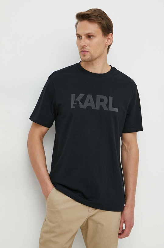 Bavlněné tričko Karl Lagerfeld černá 241M2102