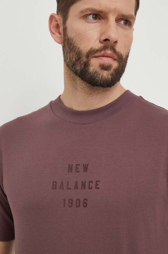 Odzież New Balance t-shirt bawełniany MT41519LIE MT41519LIE fioletowy