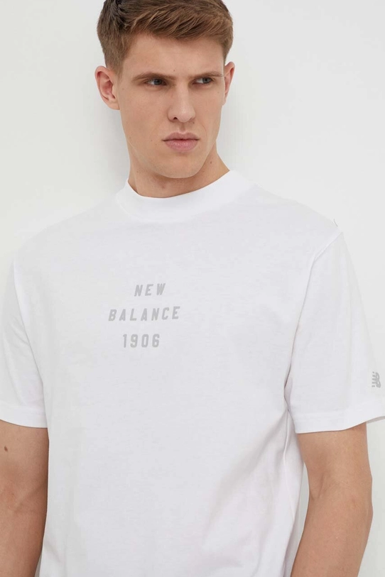 New Balance t-shirt bawełniany MT41519WT biały MT41519WT