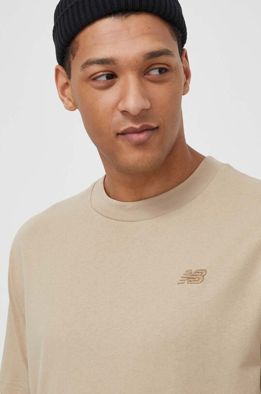 New Balance t-shirt bawełniany MT41533SOT beżowy MT41533SOT