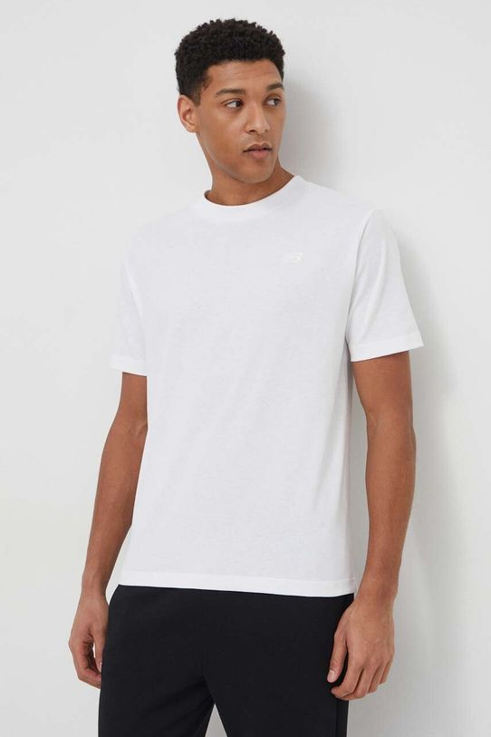 New Balance t-shirt bawełniany MT41533WT aplikacja biały MT41533WT