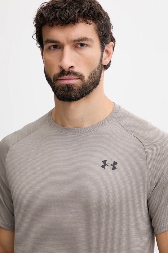 Under Armour t-shirt treningowy Tech Textured brązowy 1382796