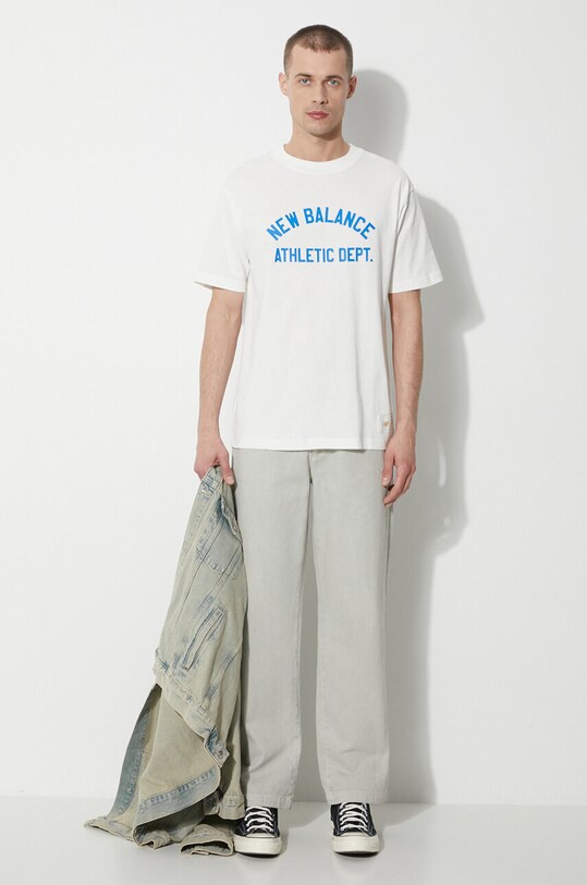 New Balance tricou din bumbac MT41514SST bej SS24