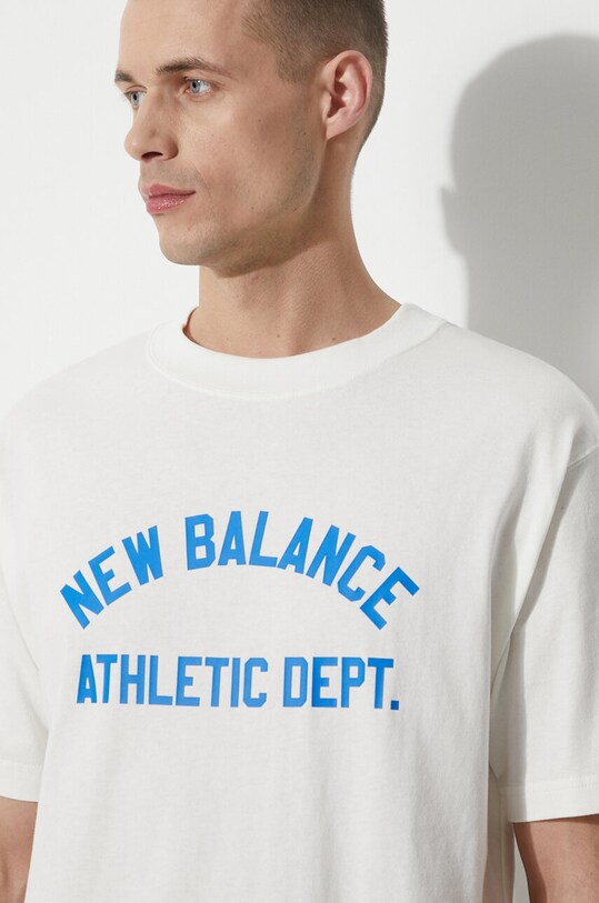 Bavlněné tričko New Balance MT41514SST béžová