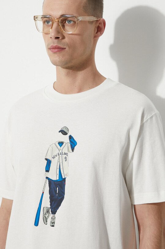 Bavlněné tričko New Balance MT41577SST béžová