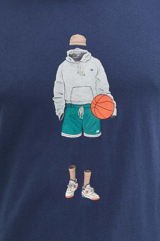 New Balance tricou din bumbac MT41578NNY albastru