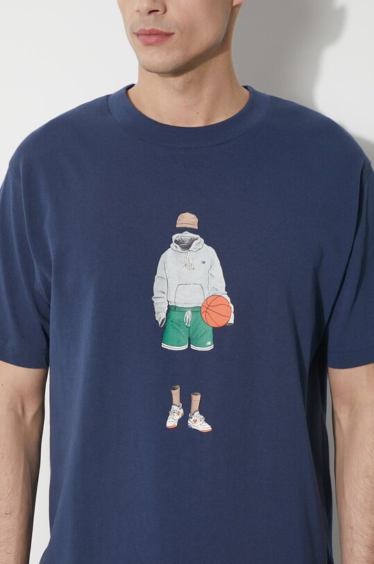 Bavlnené tričko New Balance MT41578NNY modrá