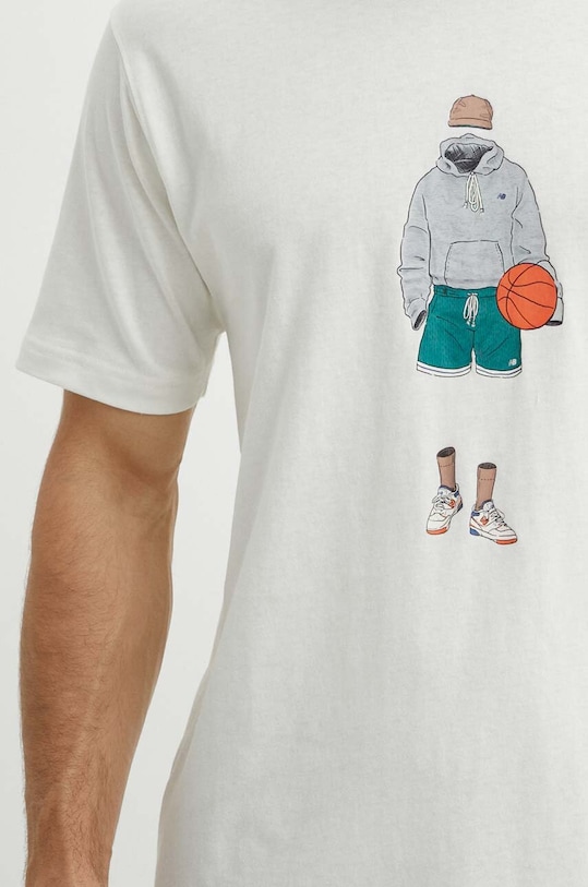 Bavlnené tričko New Balance béžová MT41578SST