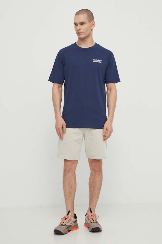 Bavlnené tričko New Balance MT41588NNY tmavomodrá SS24